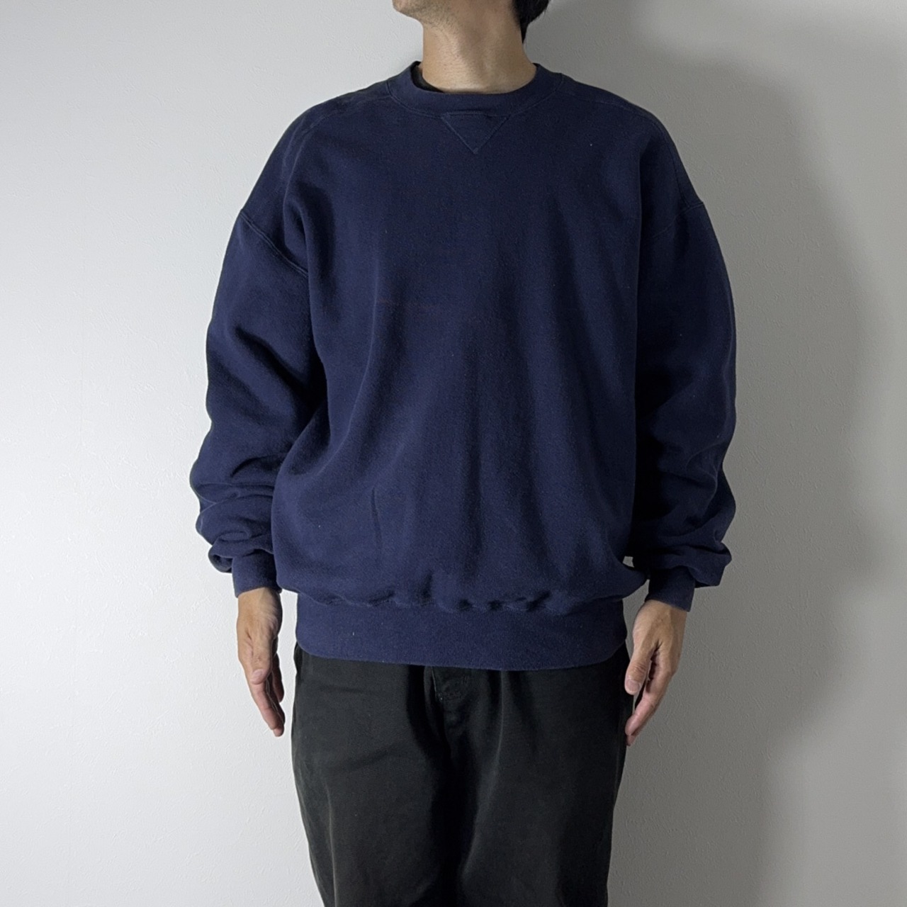 90s L.L.Bean × Russell sweatshirt solid navy XL 古着 - 13