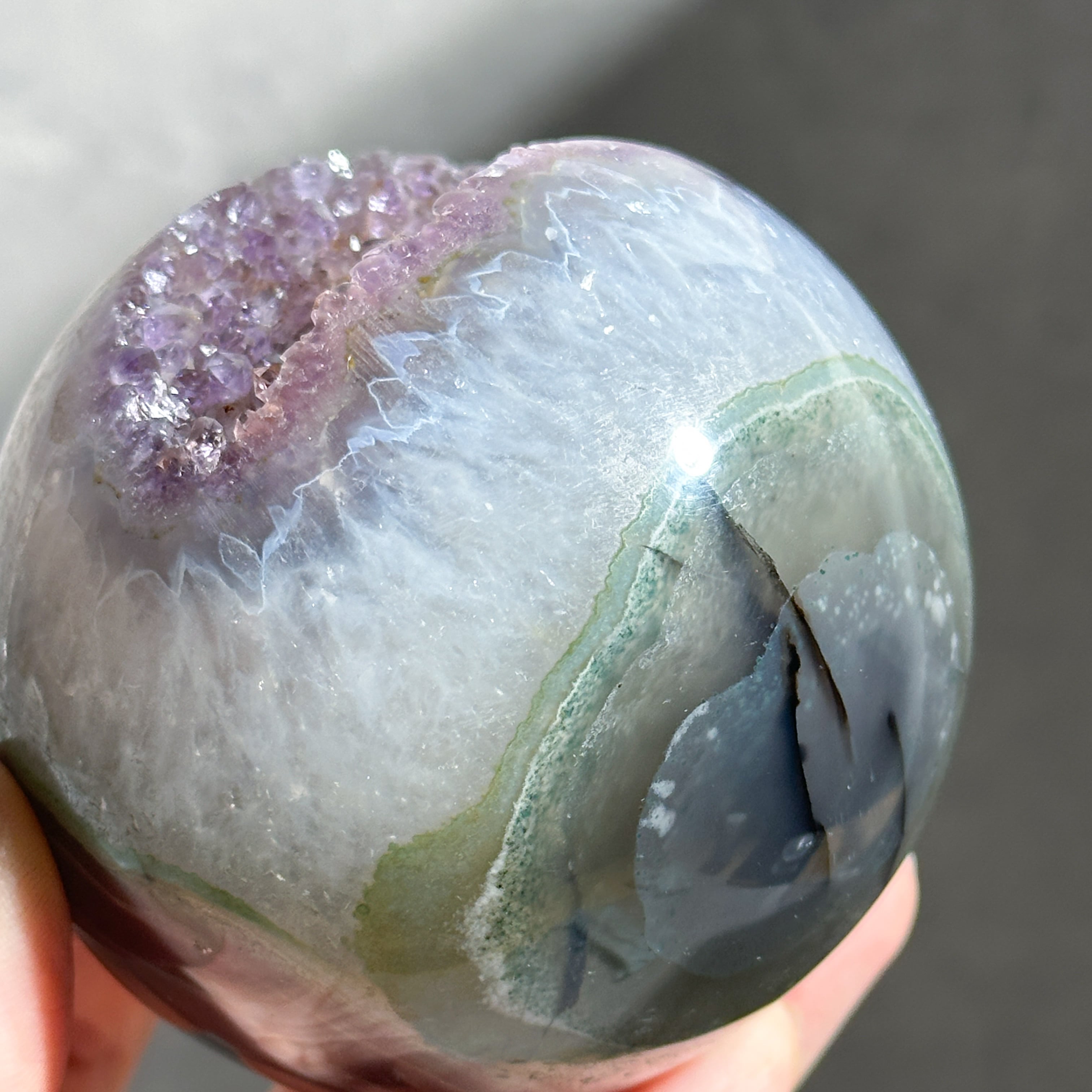 ウルグアイ産アゲート×アメジスト スフィア（丸玉）52◇Agate×Amethyst