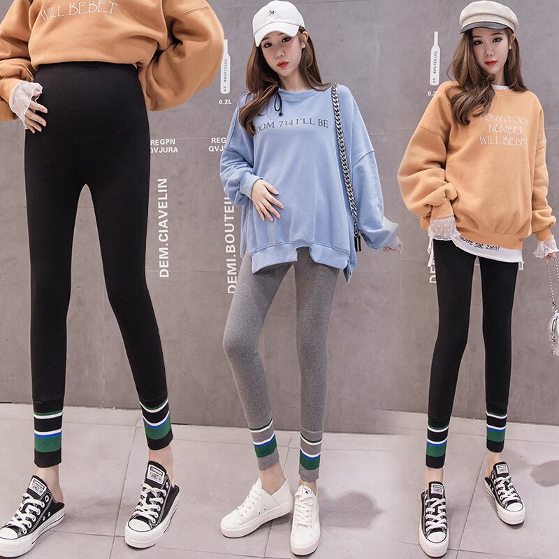 【新作】【送料無料】 コントラストカラーマタニティ服妊娠中の服スリムフィットマタニティレギンス快適な服妊娠中 AL expec391757138008