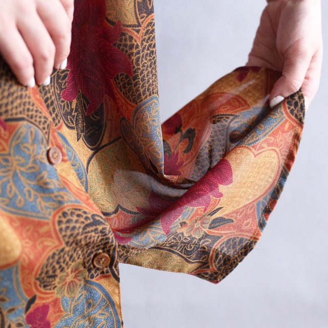 "和" motif pattern see-through design s/s shirt