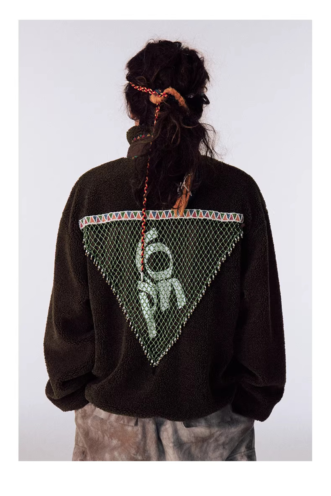 CONP Hand-knitted Beaded Fleece Jacket