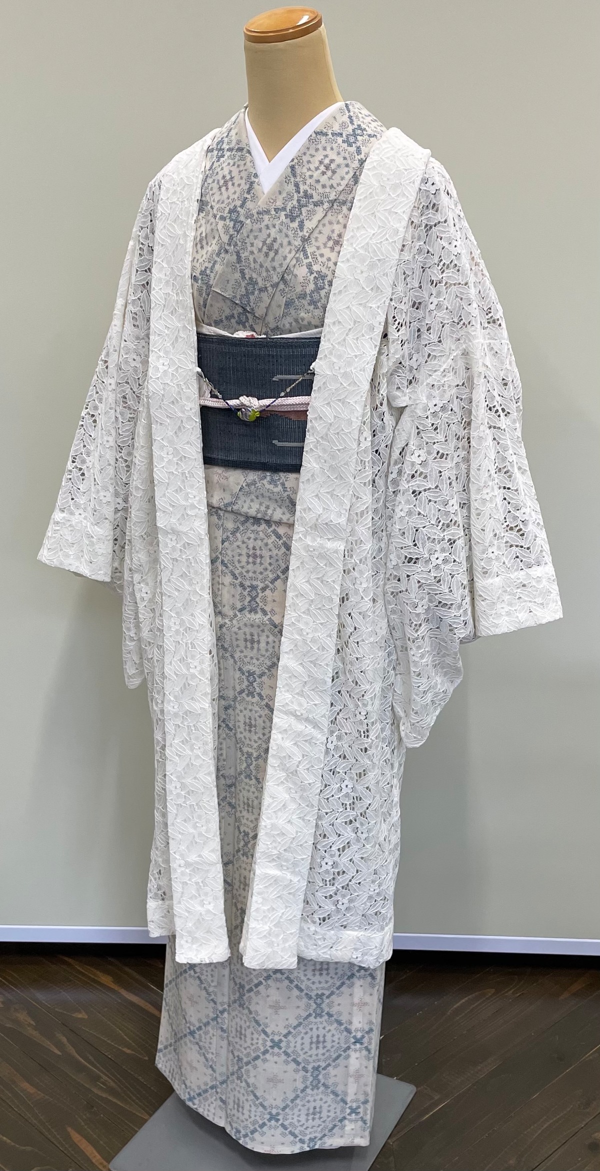 ロングレース羽織 裄丈68cm オフホワイト 綿レース 未使用品 | 着物 ひょうたん堂