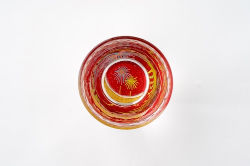 【HANABI】グラス蒔絵・ぐい呑平型（紅）
