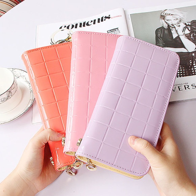 レディース 財布 シンプル エナメル 人気 長財布 かわいい ラウンドファスナー 長財布 Torehapi