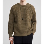 ケーブル編み クルーネック長袖セーター af0341