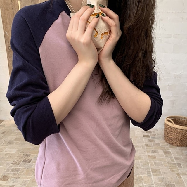 バイカラーラグランロンTee 2color [am03628]