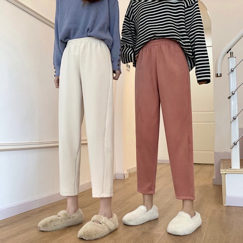 ストレッチウェストハイウェスト薄手パンツ カジュアルスプリングソリッド カラー エラスティック 伸縮 春物 ソリッドカラー 萌量不足10136254199