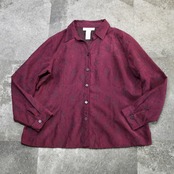 flower embroidery fake suede shirt