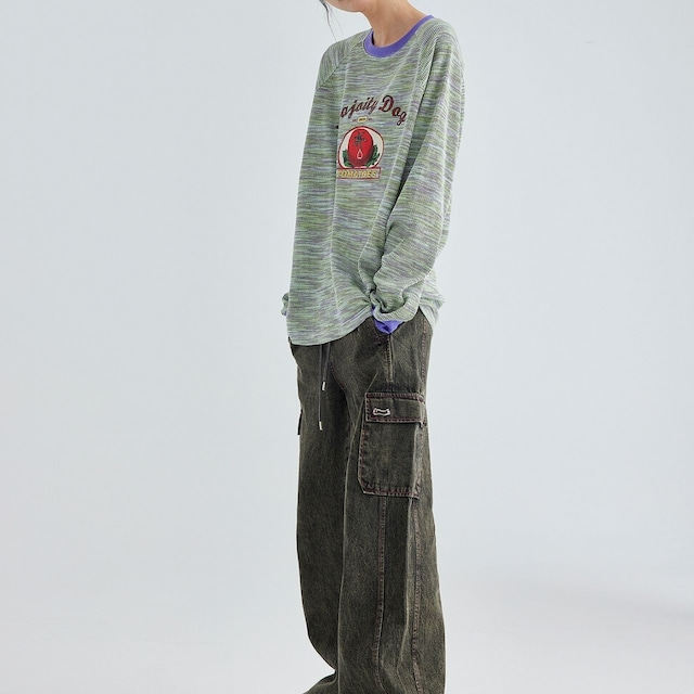 トマトレトロプリントメランジロングT 2col R00782