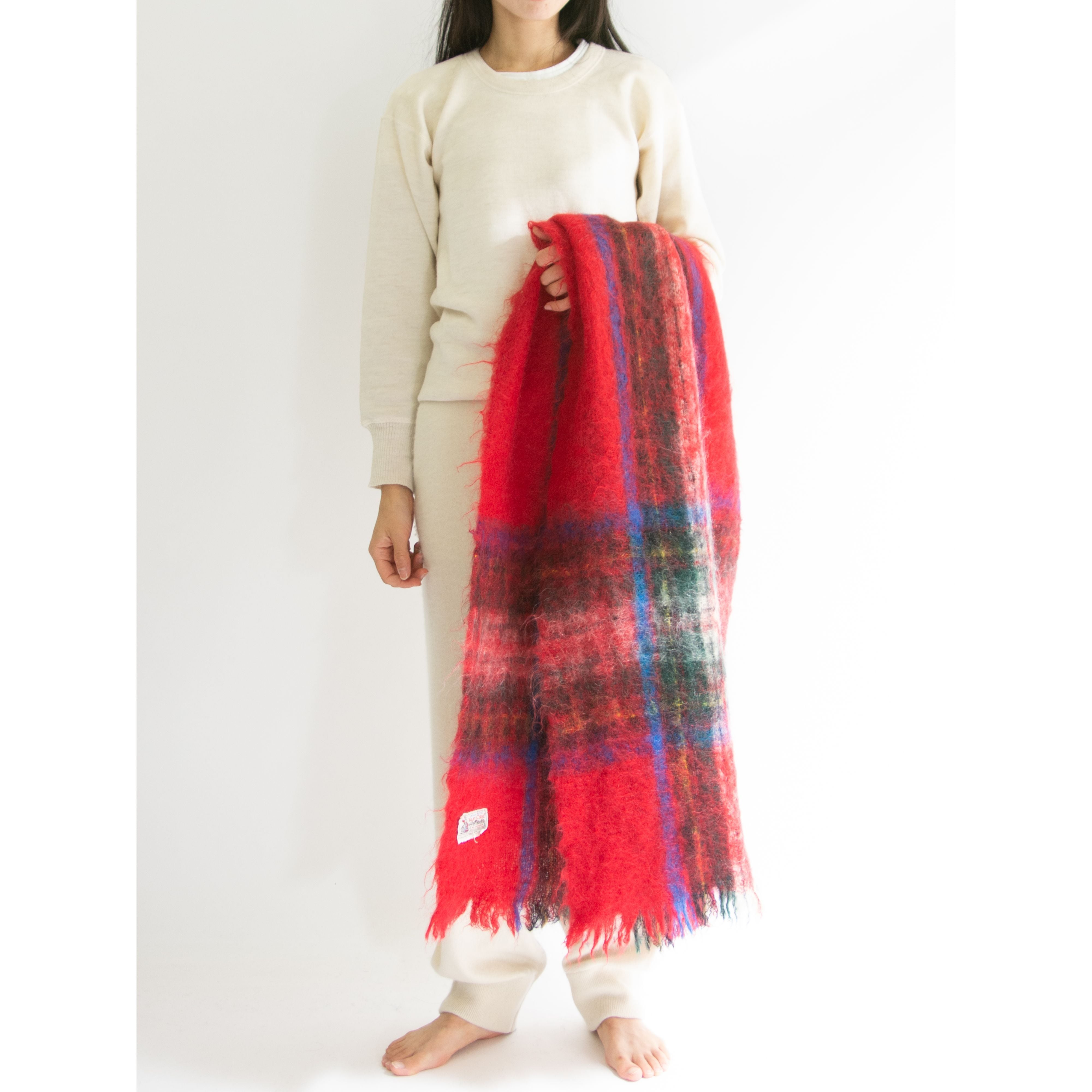【GLEN CREE】Made in Scotland 100% Mohair Check Blanket Scarf(スコットランド製 モヘヤチェックブランケットマフラー)