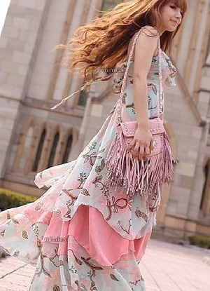 ★9号☆リゾート花柄フレアマキシ丈のワンピース(OPN8489)