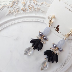 ブラック×グレー×オーロラ クールなピアス