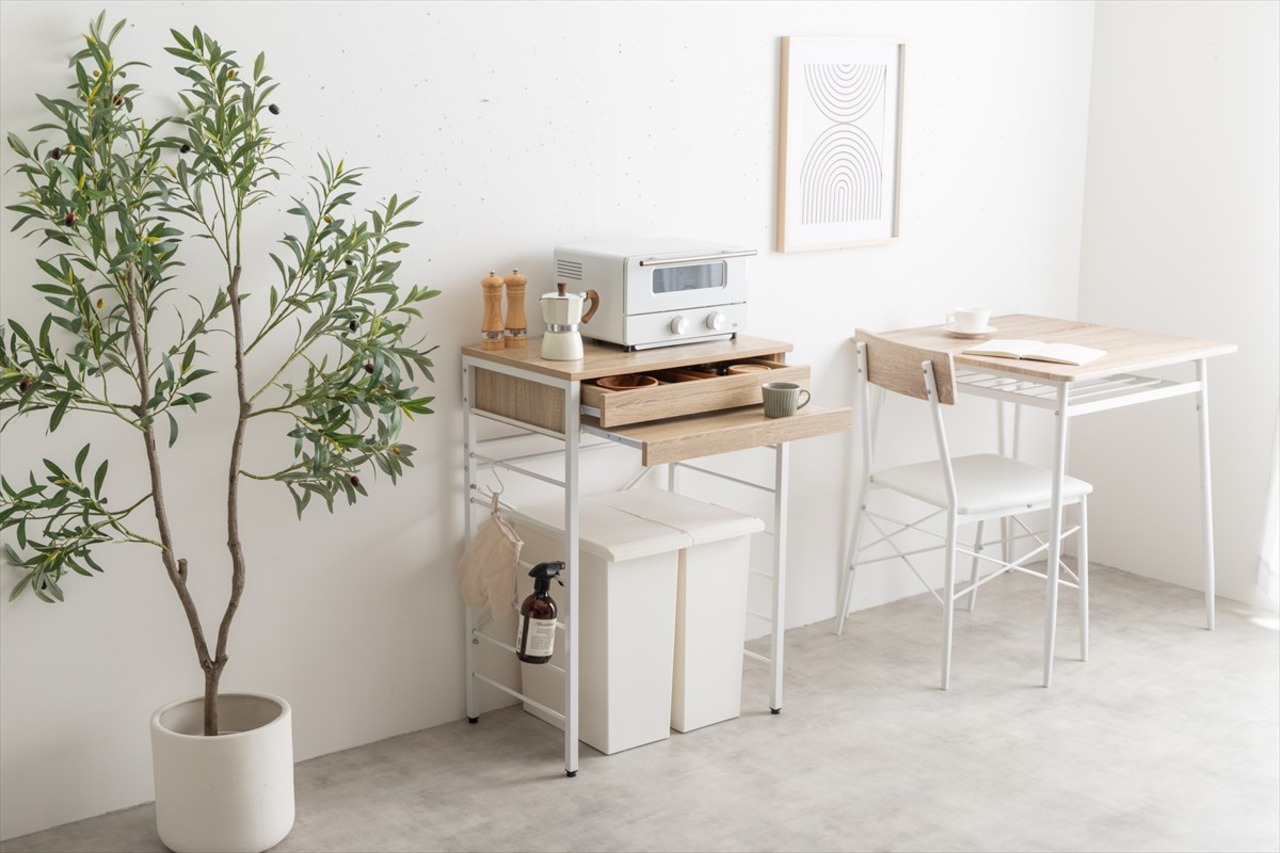 【幅60cm】Cammy ゴミ箱上レンジラック ロータイプ