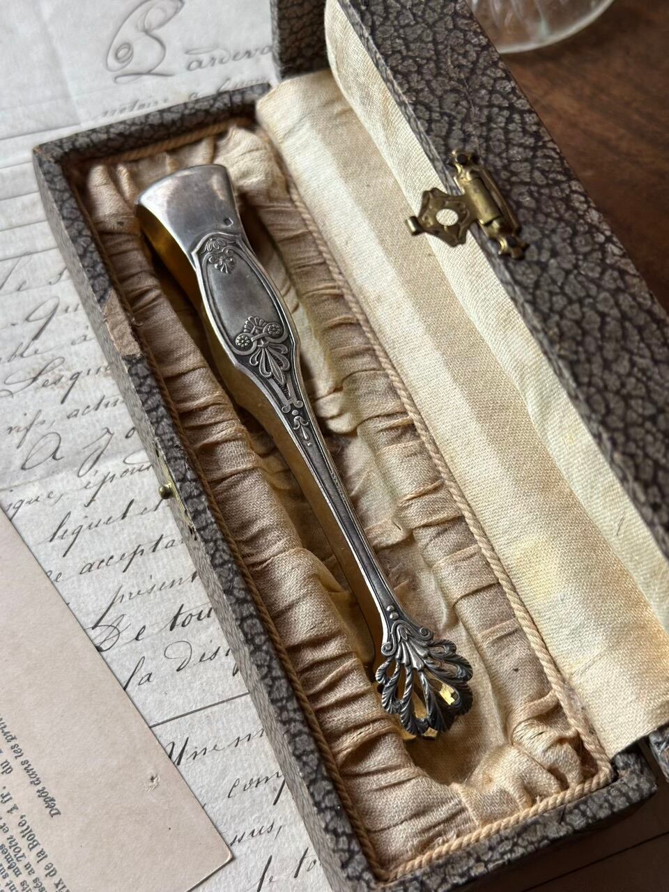 シュガートング 箱付き シルバープレート シェル型 | Brocante de La