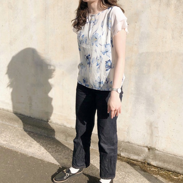 2重袖が可愛い 涼しく着る 花柄シアーブラウス｜イエロー｜画像14