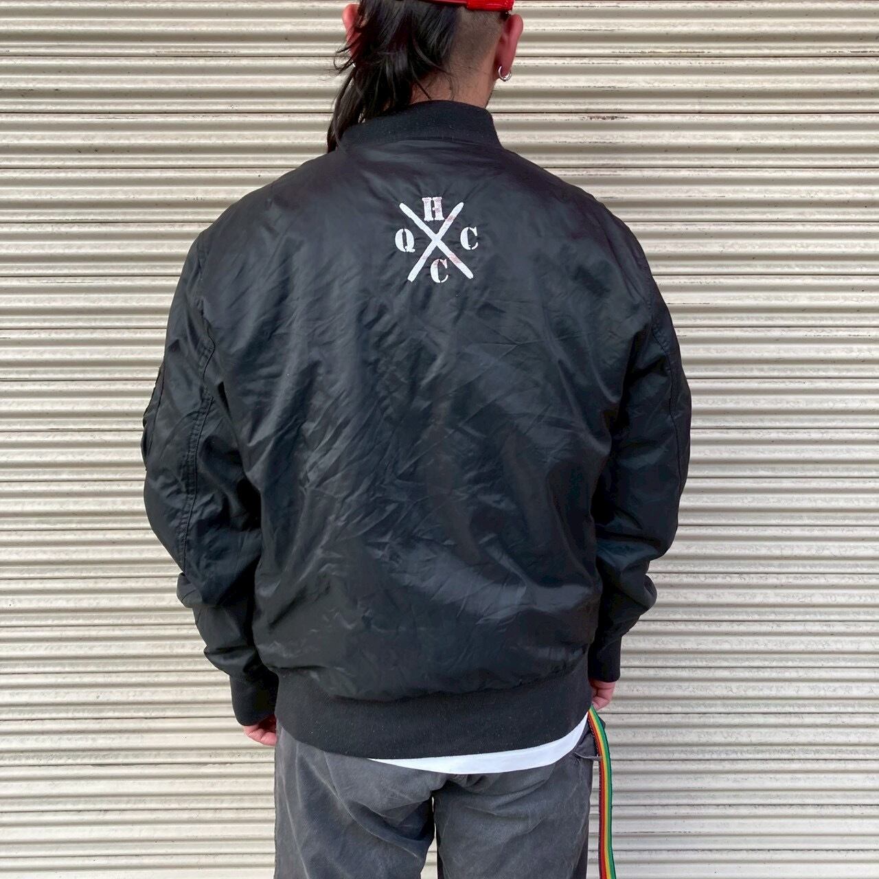 MA-1 フライトジャケット ブラック 刺繍 米軍 ボンバージャケット L