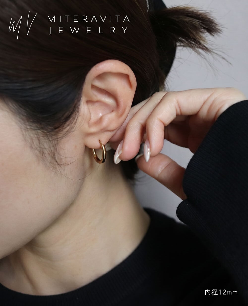 2.5mm幅 シンプル フープピアス キャッチレス 内径 10mm〜20mm 金属