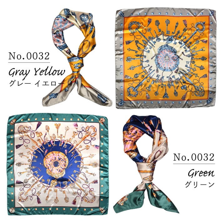 大判 正方形 スカーフ 90cm F シルク調 レディース ストール | HAPI&Co