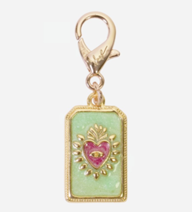ラコックフランセーズ メッセージチャーム CHARMS FANTAISIE (ファンシーチャーム)CUIR (ハート)プレートチャームDORE ET VERT (ゴールド＆グリーン)