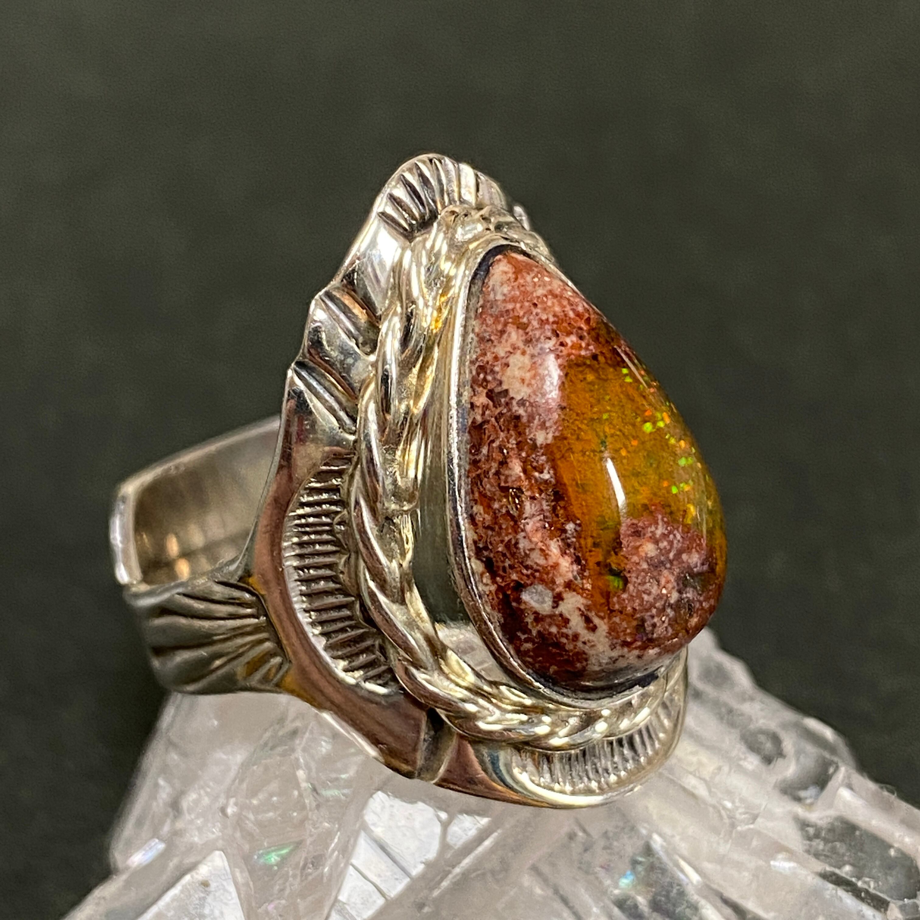 【即出荷】カンテラオパールのピアスとリングセット