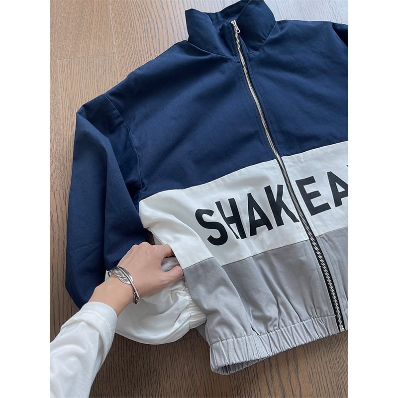 dannyandzee個性的な配色スタンドカラージャケット | mblueshop