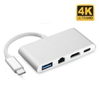 iFormosa USB-C to USB 3.0 HDMI RJ45 LAN Gigabit 1000Mbps アダプター シルバー IF-USBCTO4