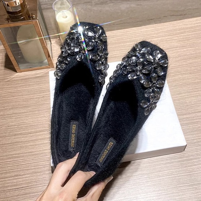 【33-43】Crystal velvet flat shoes　M1783