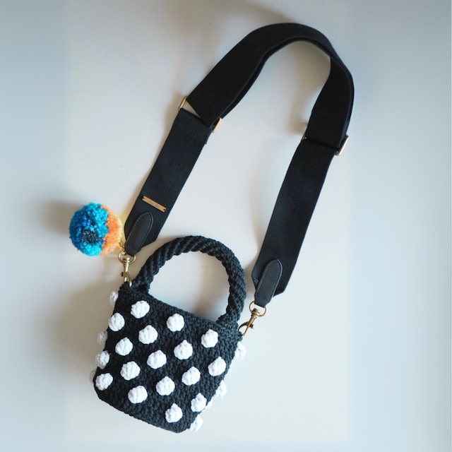 Bag Strap with Ponpon / Black