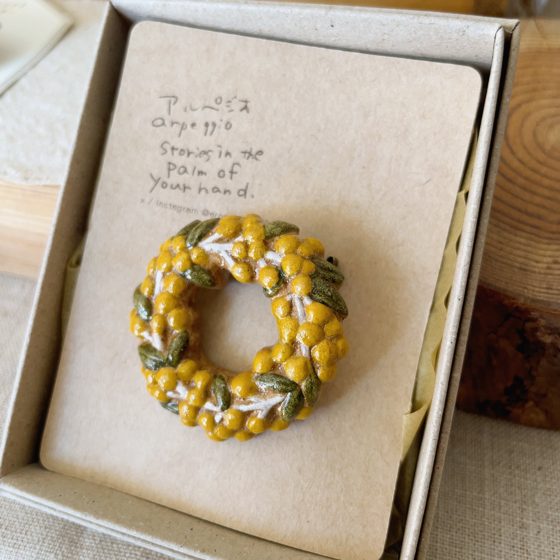 アルペジオ/ミモザのリース/ブローチ