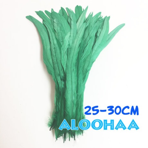 単色ロングフェザー 【緑色】#30-001GN25-CT  25~30cm タヒチアン 衣装 材料 ルースターテール 染め 羽根    