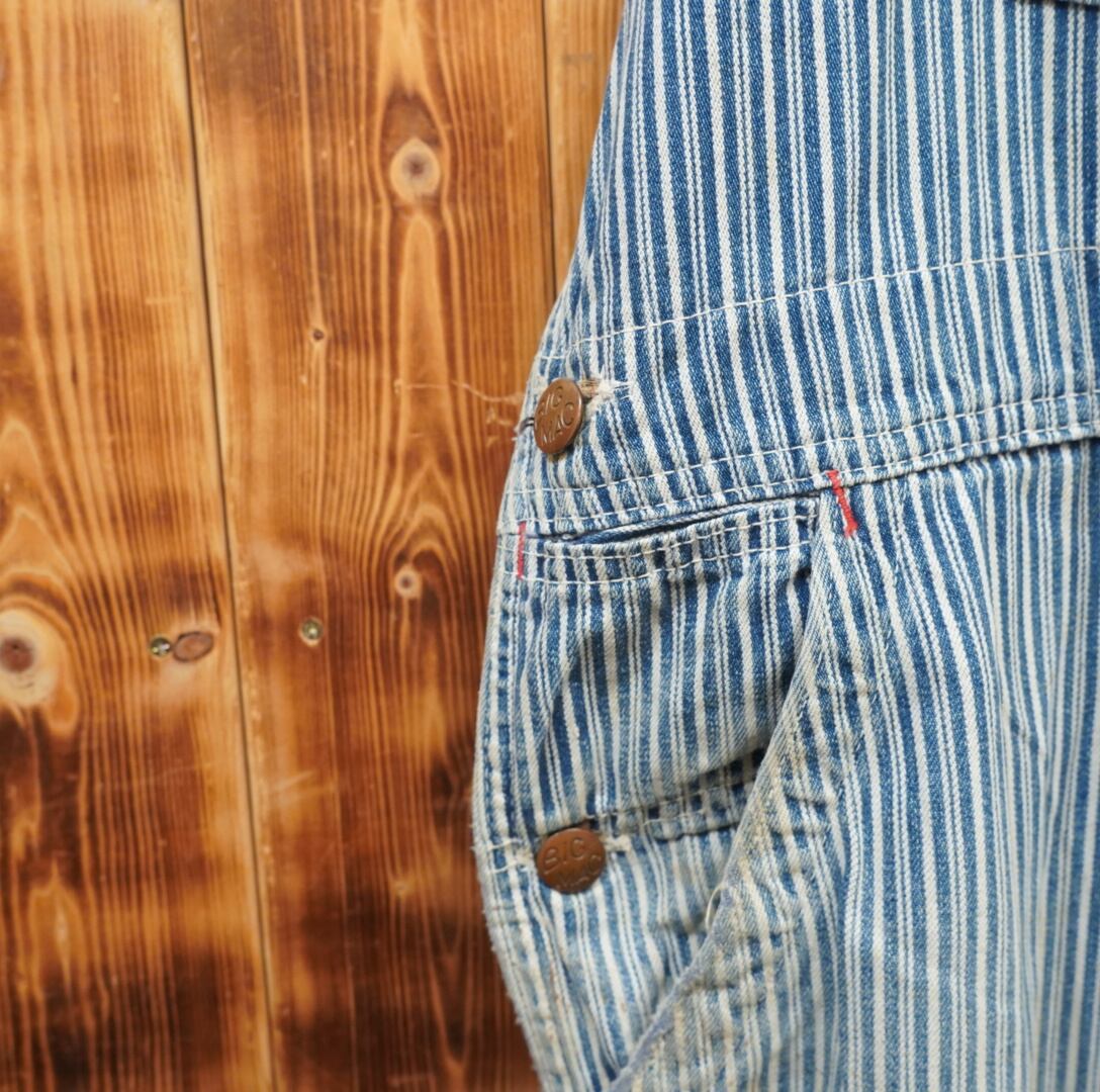 60s BIGMAC ヒッコリー デニム ストライプ オーバーオール W実寸102cm