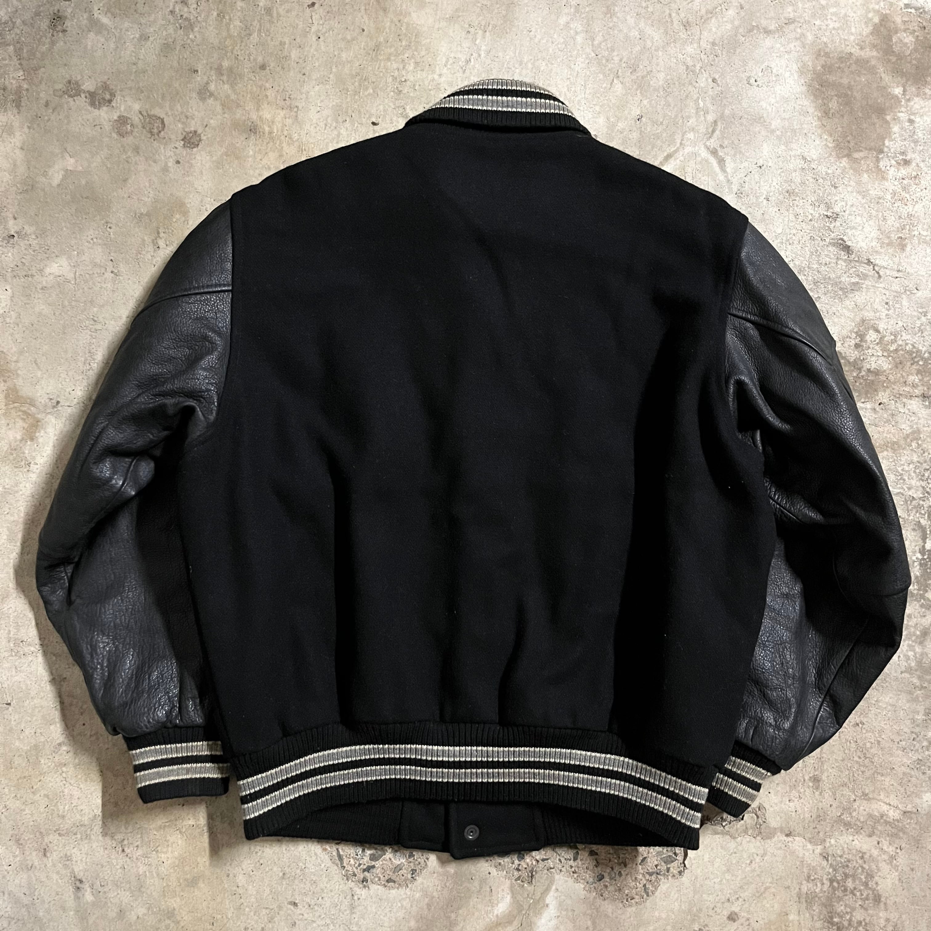 McGREGOR〗90's wappen design wool×leather stadium jumper ...