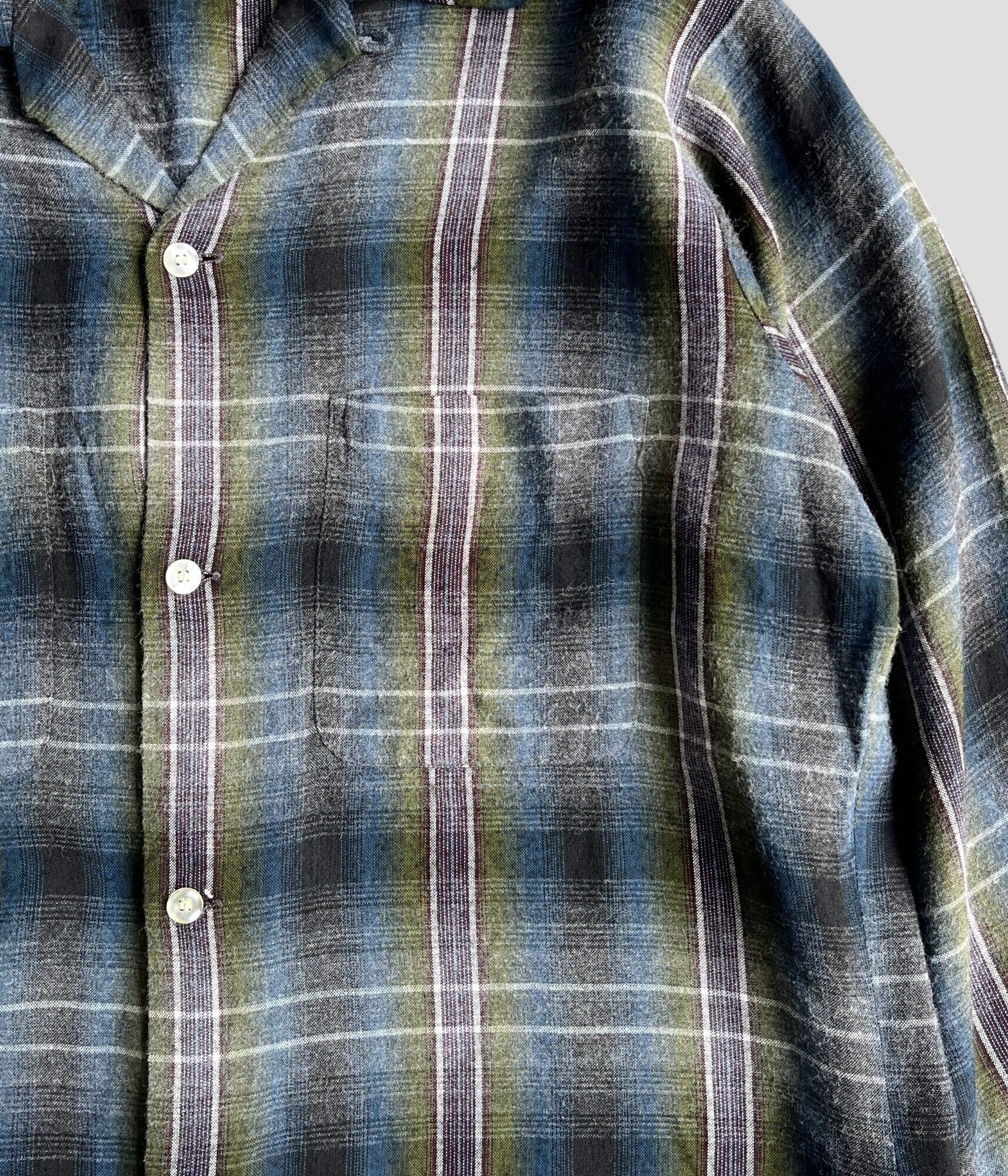 ARROW- Vintage 60s Rayon ombre check loop collar shirt | BEGGARS 