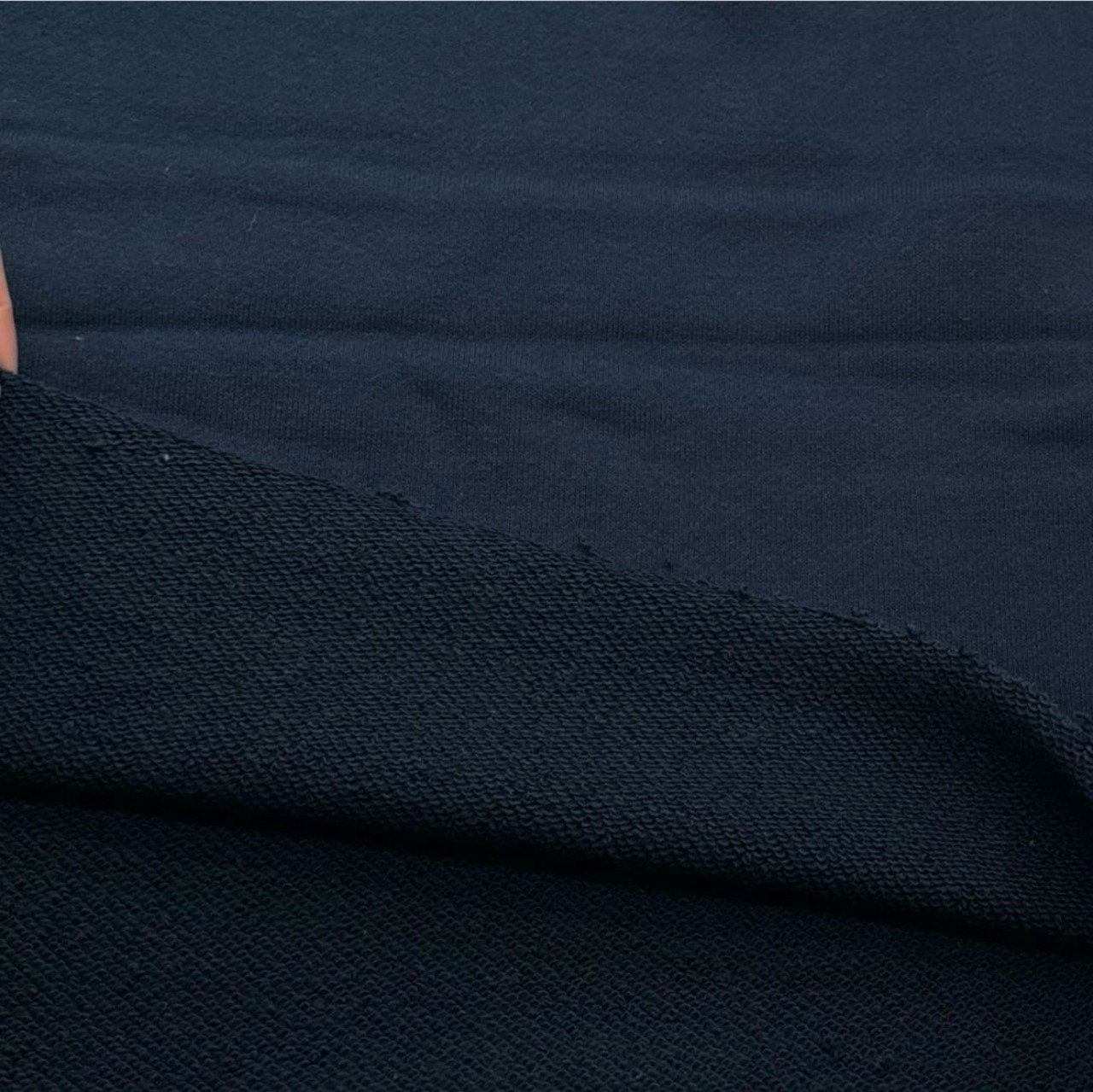 ★TC596◆3m◆綿100%丸仕上げど詰め裏毛ニット生地◆ネイビー