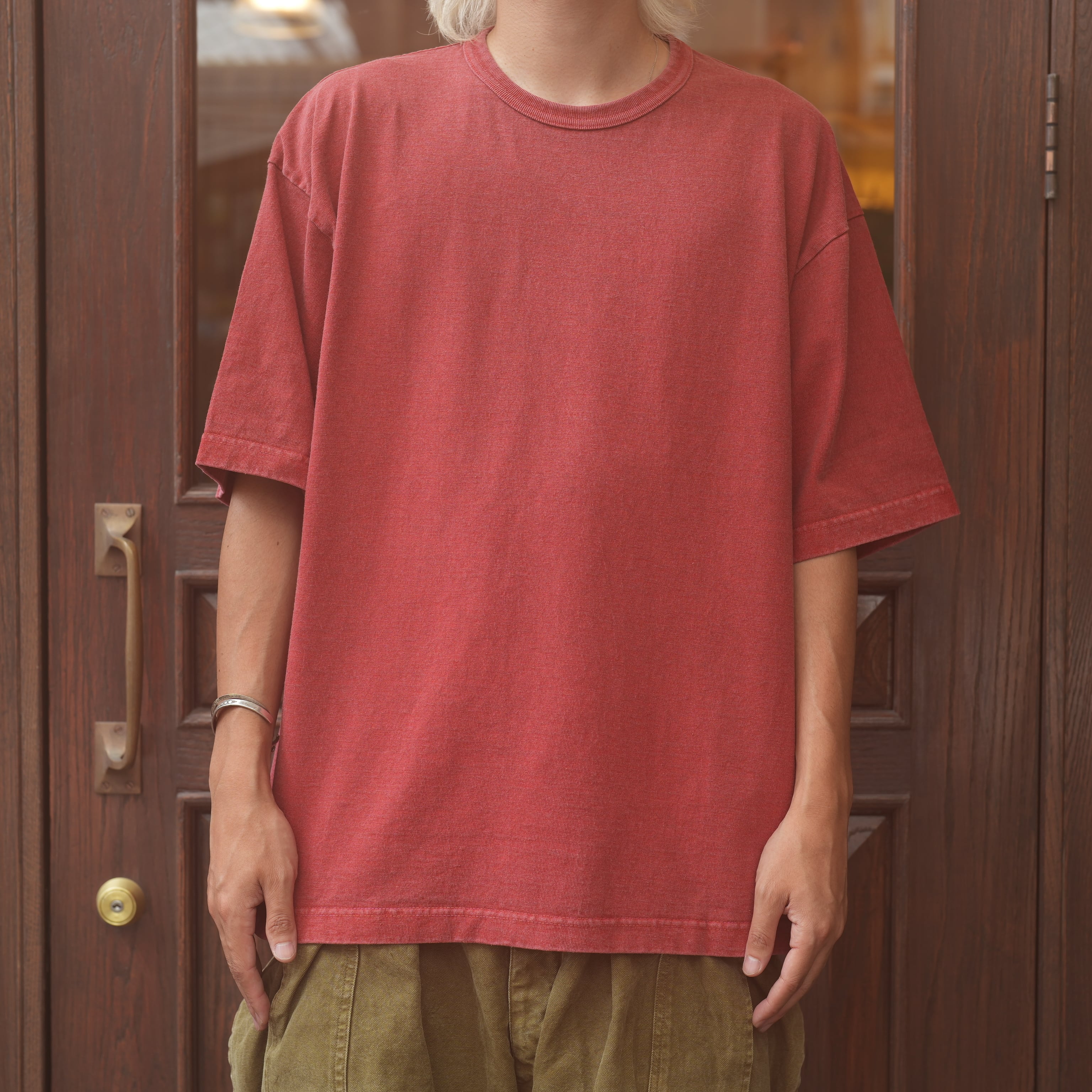 FOUNDOUR (ファウンダ) 26AW "COTTON BD FADE SHORT SLEEVE TEE" -RED-