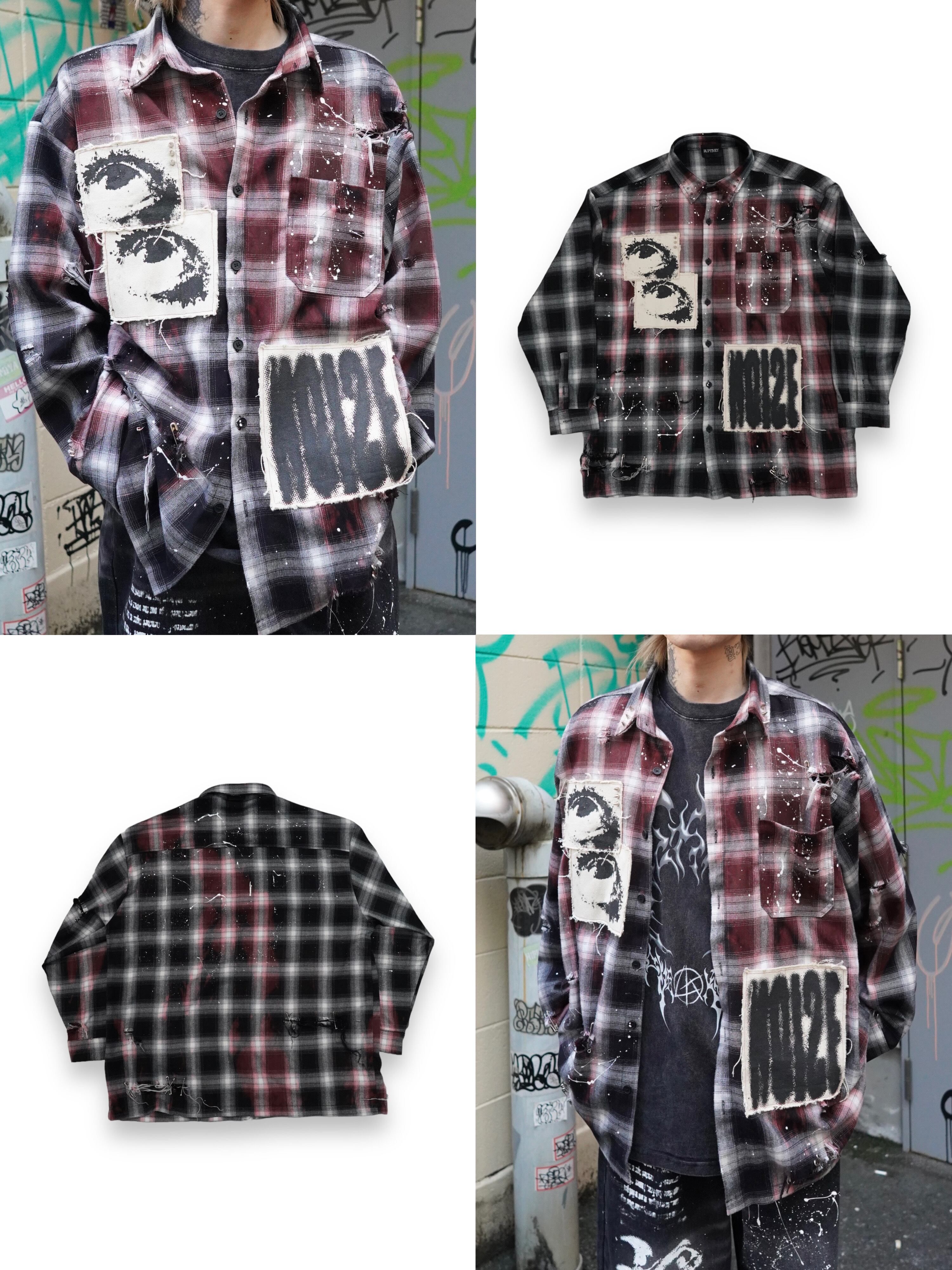 【RUPTIVEY】print damage check shirt"斬騒"