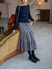 Délavé Gris Cotton Tiered Skirt F0820