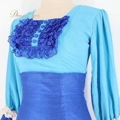 フラメンコ 衣装 トップス ファルダ ツーピース セットアップ 青 ボランテ フリル レース ハイウエスト 水色 長袖 舞台 柄 模様 水玉 ドット かわいい ブルー系 フラメンコ ダンス 衣装 パーティー コスチューム おしゃれ 可愛い ステージ衣装 ハイウエストスカート 美しい スカートシルエット