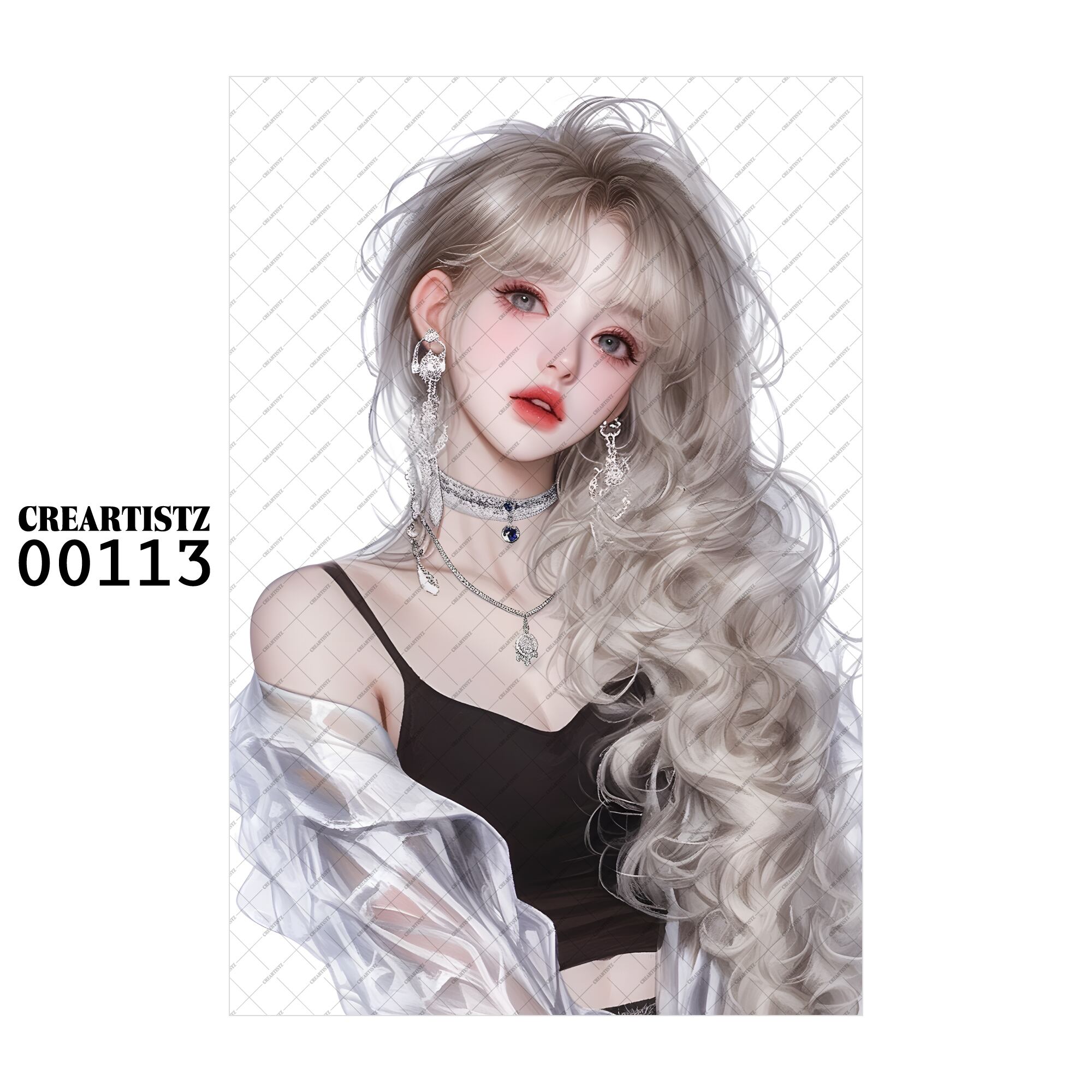 00113 ガール キュート オリジナル ペーパー/ステッカー 4枚セット CREARTISTZ