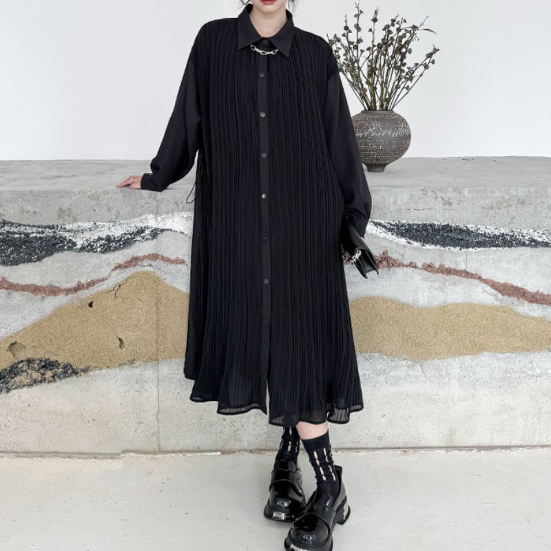 プリーツリュクスシャツワンピース ON0648