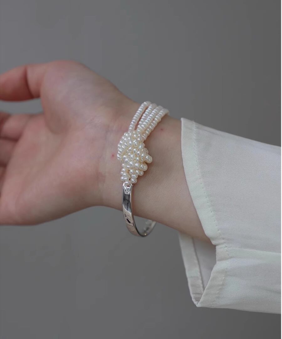 淡水パール&シルバーブレスレット【e-70380】