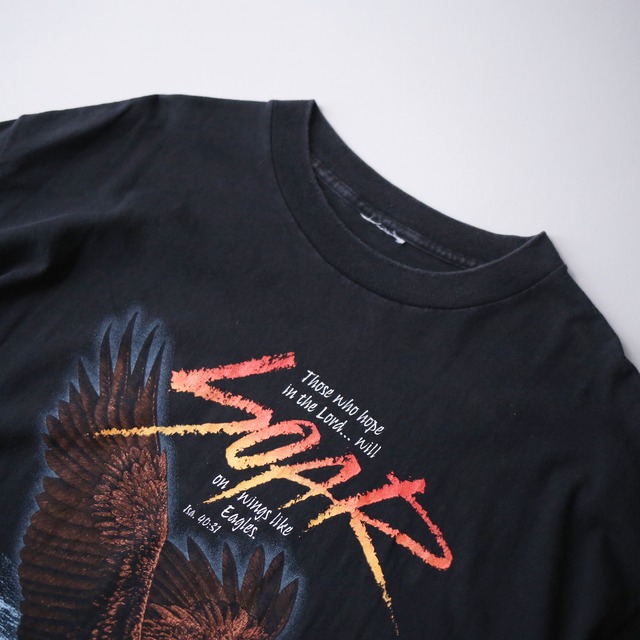 "鷹" front print h/s big tee