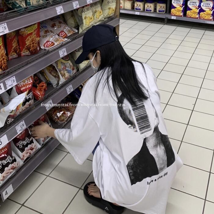 スタイルホワイトTシャツ シャツ レディースルーズトップス スプリング 春物 モンロー32752154851