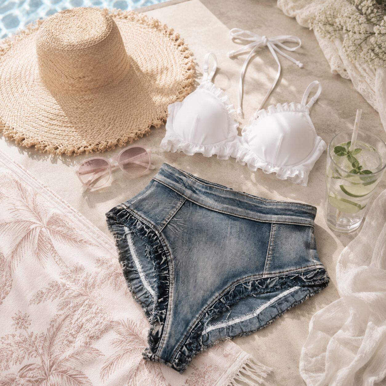 Denim shorts