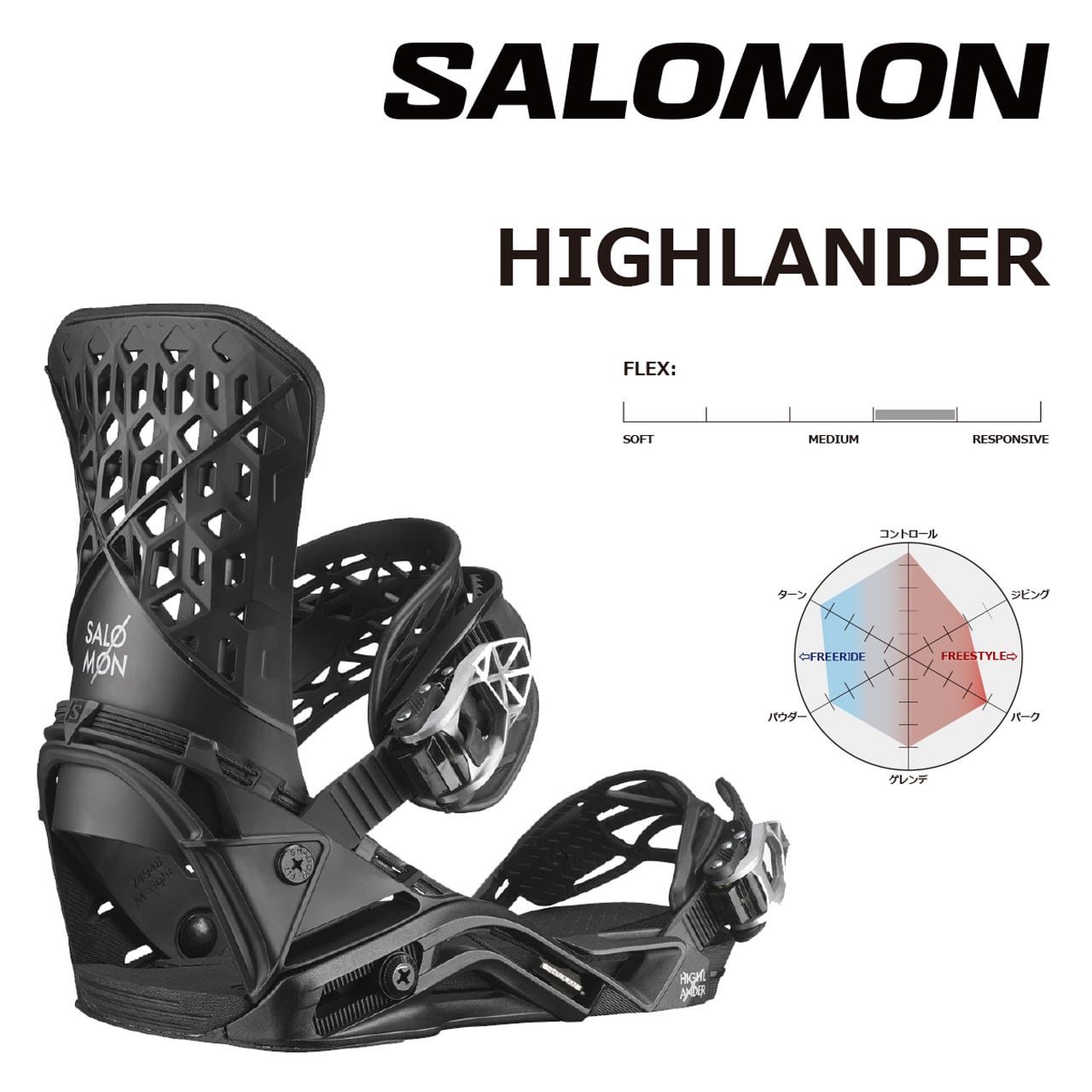 22-23年 SALOMON HIGHLANDER ブラック M スノーボードビンディング-