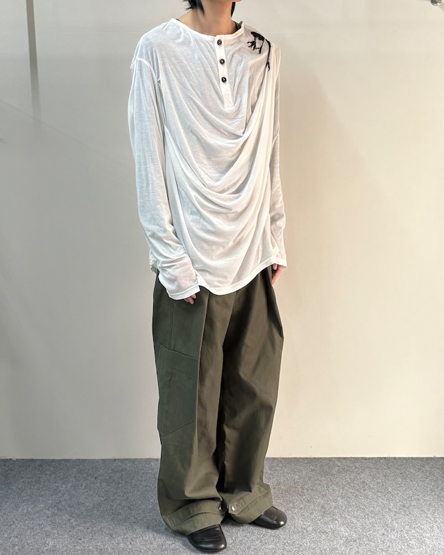 【26SS/Oscar Ouyang】CLAW DRAPE HENLEY LONG SLEEVE TEE
