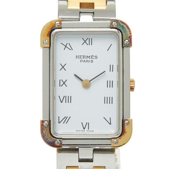 エルメス クロアジュール 腕時計 CR1.220 クオーツ ホワイト文字盤 ステンレススチール レディース HERMES 【中古】