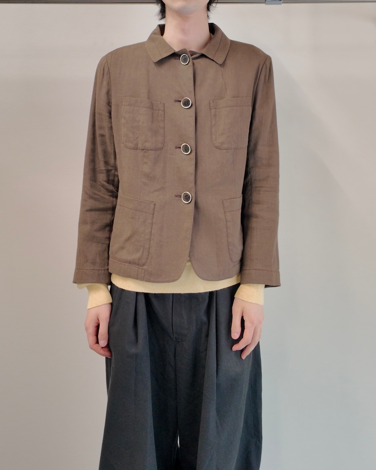 【DKNY】button up brown linen jacket