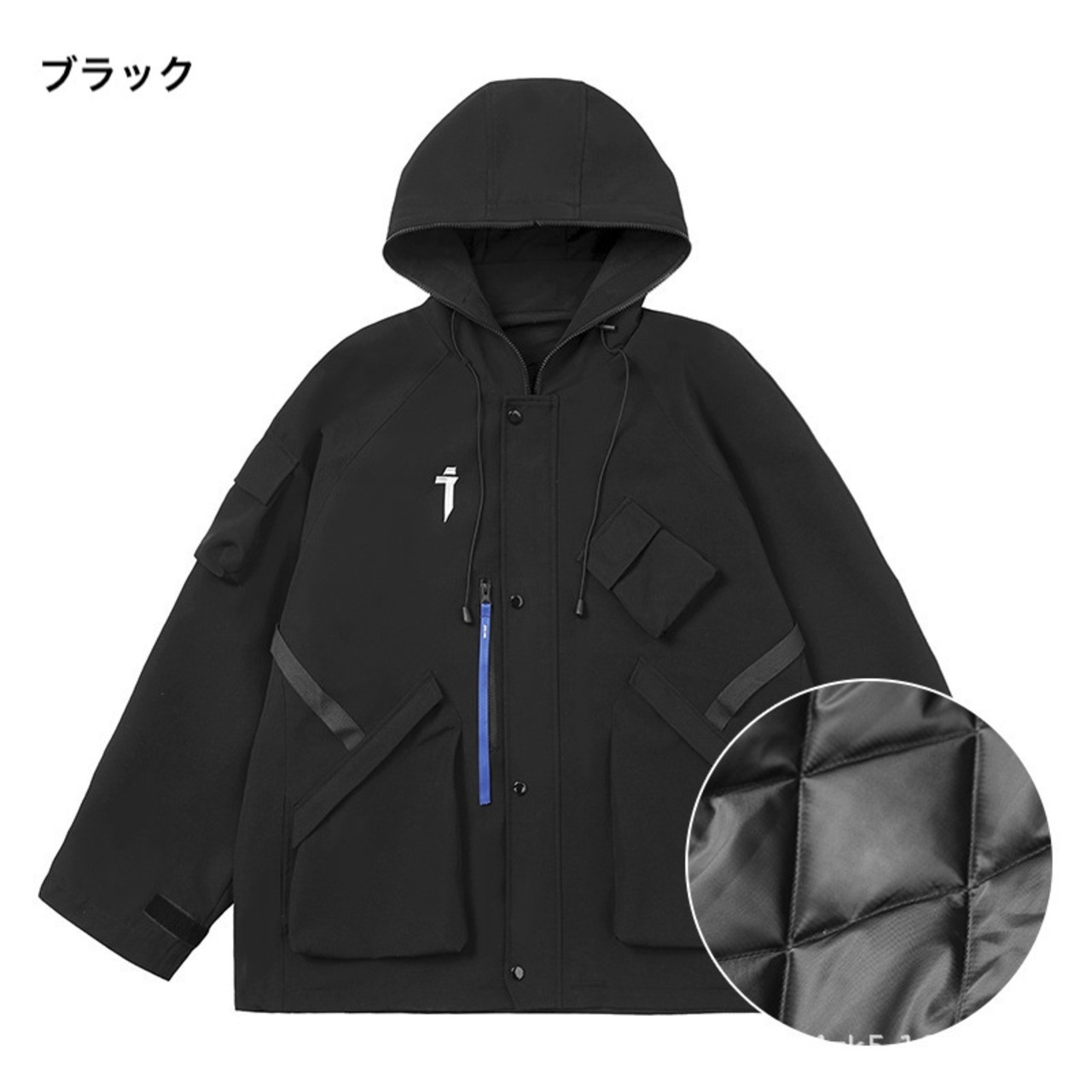 JIYEIND スタンドカラーフードマウンテンパーカー