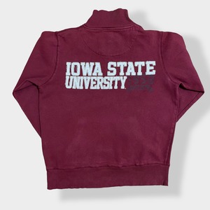 【JAMERICA】カレッジ ロゴ アイオワ州立大学 IOWA STATE UNIVERSITY 刺繍ロゴ バックロゴ ハーフジップ スナップ スウェット プルオーバー カンガルーポケットM US古着